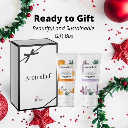 Aromalief Hemp Relief Cream Gift Set with Aromatherapy - 2 Pack - Lavender and Orange Ginger - Back, Neck, Shoulders, Knee Therapy - Image 5