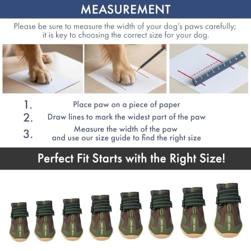 Image of Spark Paws 365 Dog Shoes - All-Weather Paw Protection | Winter Snow Boots & Summer Hot Pavement Booties for Dogs | All-Terrain, Water-Resistant, Green Brown - Size 7