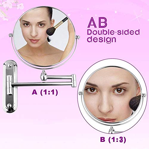 Miroir de maquillage cosmétique grossissant orientable et rétractable - 4