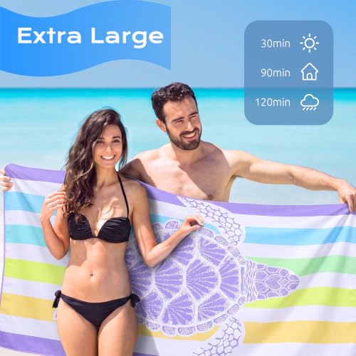 2 Packs Lightweight Thin Microfiber Beach Towel Oversized Quick Dry Compact Sandproof Clearance Towels Sand Free Camping Pool Easy Pack Travel Accessories Essentials Women Adults Blue Flower Pineapple