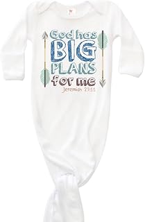 God has Big Plans For Me Christian Baby Clothes, Newborn Knotted Gown for Baby Boy, Newborn Coming Home From Hospital Outfit, Baby Tie Gown Nightgown With Fold Over Mittens 0-3 months.