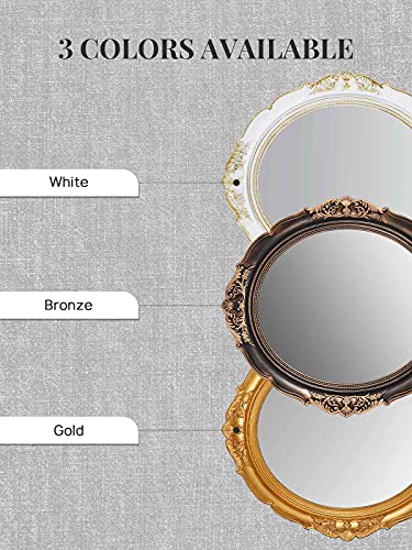 Omiro Decorative Wall Mirror, Vintage Hanging Mirrors For Bedroom Living-Room Dresser Decor, Oval Antique Bronze 13" W X 15" L #TOP4