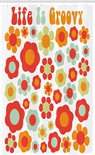 ABAKUHAUS Retro Schmaler Duschvorhang, Farbige Art Dated Stil, Badezimmer...