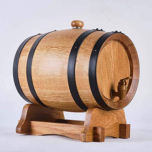 Botellero de Madera para Vino de 20 litros, barriles de Roble Natural Hechos a Mano con Barril Blanco para almacenar Cerveza, Whisky, Ron y oporto.