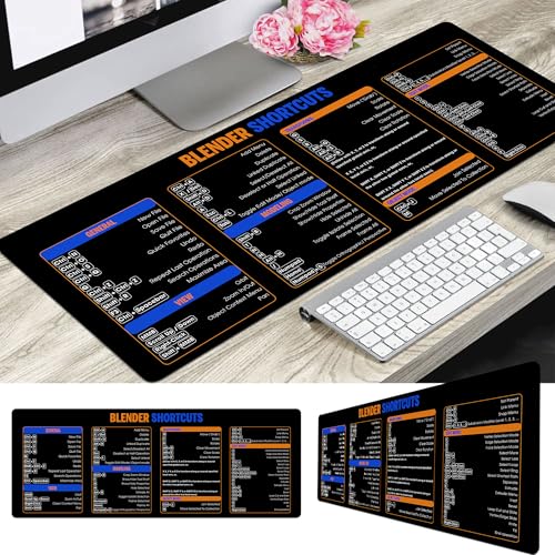 Image of Blender Shortcuts Mouse Pad - XXL Extended Computer Accessory & Desk Mat for 3D Artists & Designers - Non-Slip, Large Keyboard & Mousemat for Blender 3D Modeling, Animation & PC Workstation KMH