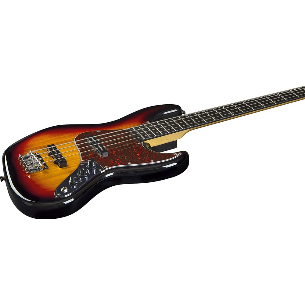 Spencer by Eko – JB10 Sunburst, bajo eléctrico de 4 cuerdas, cuerpo de álamo, mango de arce y diapasón de 21 teclas de resina, 2 pastillas JB con controles separados de volumen y 1 tono, color