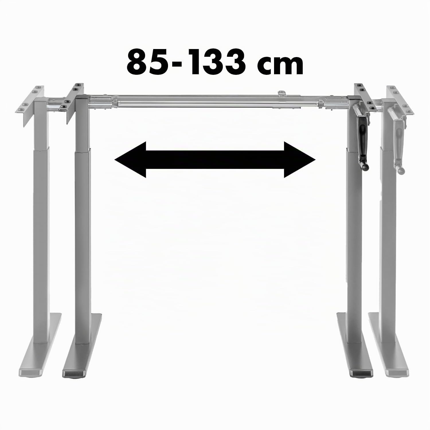 Maclean Sitz-Steh-Schreibtisch Tischgestell | Manuell Höhenverstellbarer Bürotisch max. 118cm | Ergonomischer Tisch Belastbar bis 60kg | MC-790N (Grau)