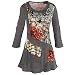 Parsley & Sage - Fig Leaf, 3/4 sleeve v-neck tunic top in a casual floral style
