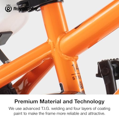 Image of RoyalBaby Bicycle for Kids Cycle for 3-5 Years Boys & Girls 12 inch | Training Wheels | Adjustable Seat | 1 Year Warranty | Orange