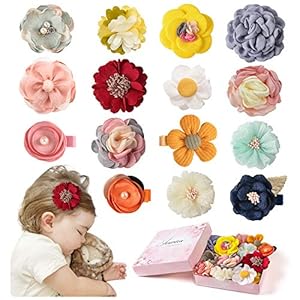 15 Pack Baby Girls Hair Clips Hair Bows Fully Lined Non Slip for Fine Handmade Hair Accessories for Newborn Infant…