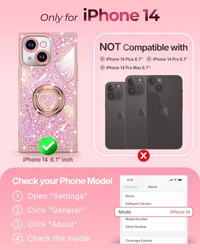 XYZ for iPhone 14 Back Cover Case, Glitter Bling Phone Cover with 2 ...