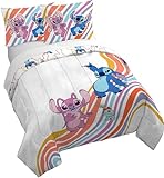 Jay Franco Duvet Cover Set – 3 Piece Comforter Cover and Sham Set, Super Soft Cozy Kids Bedding (Insert Not Included) White - Lilo and Stitch, Queen