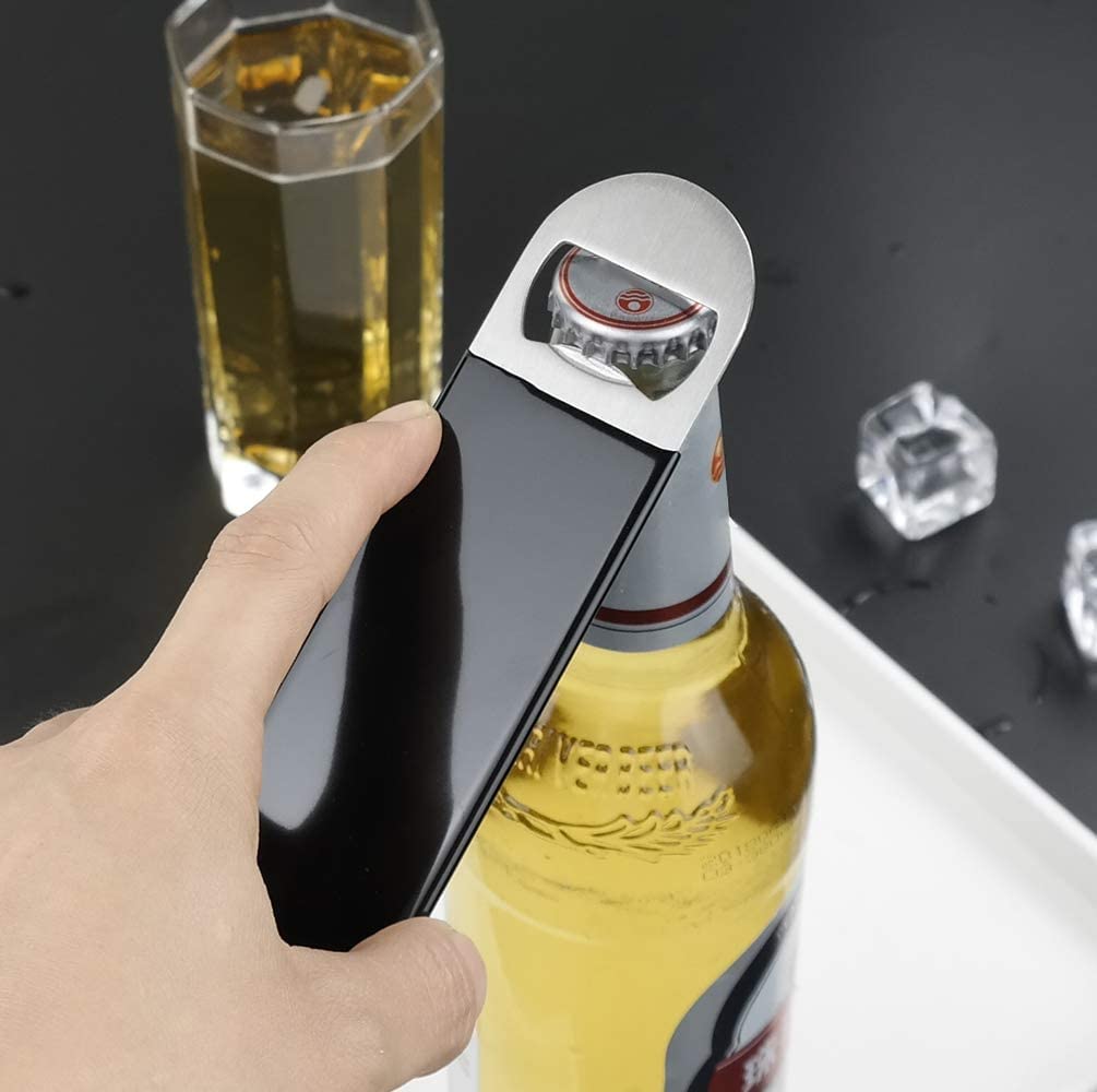 Ouvre-bouteille De Barman, Ouvre-bouteille De Bière, Ouvre-vitesse, Acier Inoxydable Enduit De Caoutchouc 7 Pouces