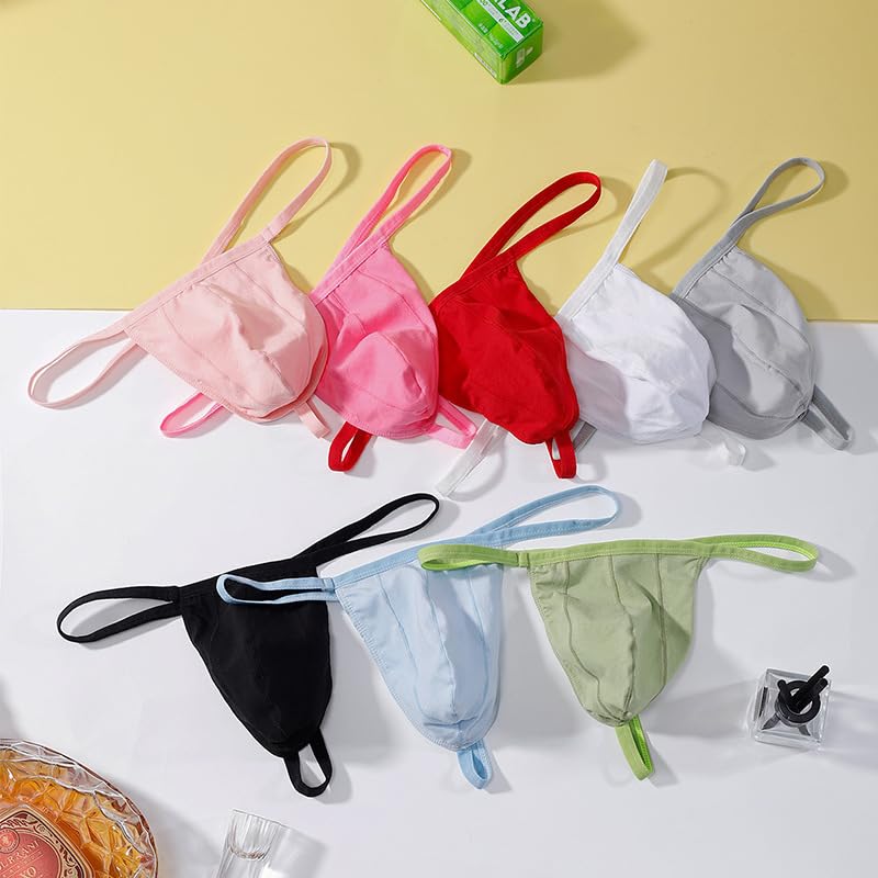 Mens Cotton G-String Lightweight Breathable Moisture-wicking Thong Black/Gred/Red 3 Pack2