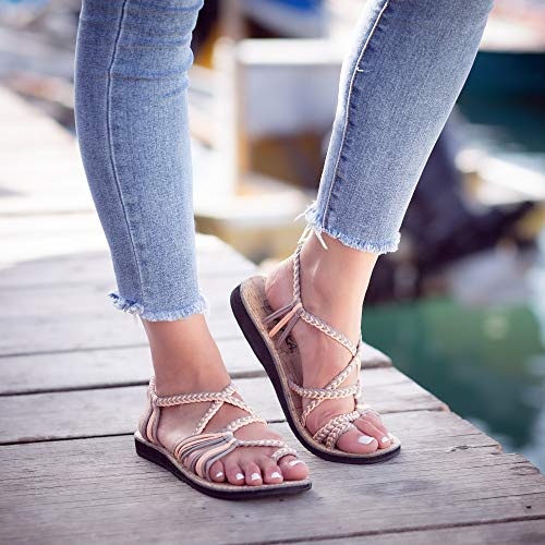 Image of Plaka Flat Sandals for Women Palm Leaf