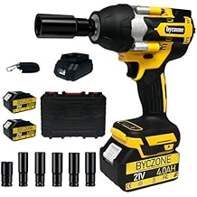 1000N.m740Ft-lbs Cordless Impact Wrench, 1/2 Inch High Torque Brushless 21V Impact Gun w/ 2 x 4.0Ah Battery & Fast Charger & 6 Sockets, Pistola De Impacto for Home Car Tires Truck Mower