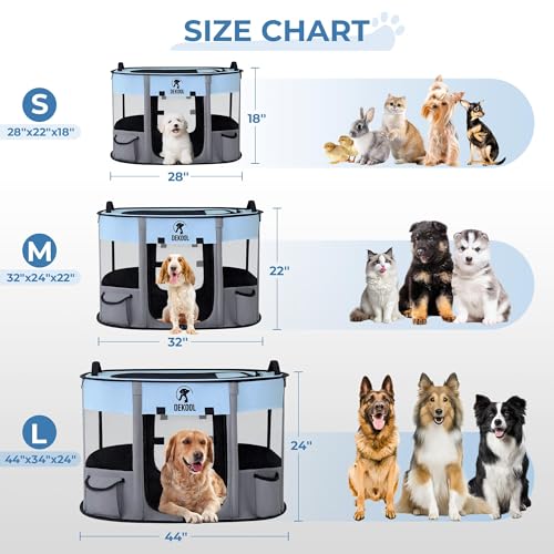 Dekool Foldable Dog Cat Playpen, Portable Dog Crate for Puppies, Cat, Puppy Play Pen for Indoors, Kennel Tent Crate for Indoor Outdoor Travel Camping Use with Carrying Case (Blue, L) by Dekool - Image 4