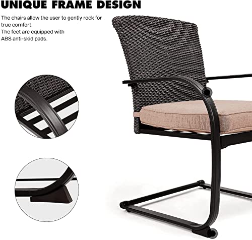 Grand Patio 2 Pieces Dining Wicker Chair Set,Outdoor Dining Set,Steel Frame Rocking Chair With Cushion For Conversation For Yard,Garden,Backyard, Deck,Bistro (Beige) #TOP5