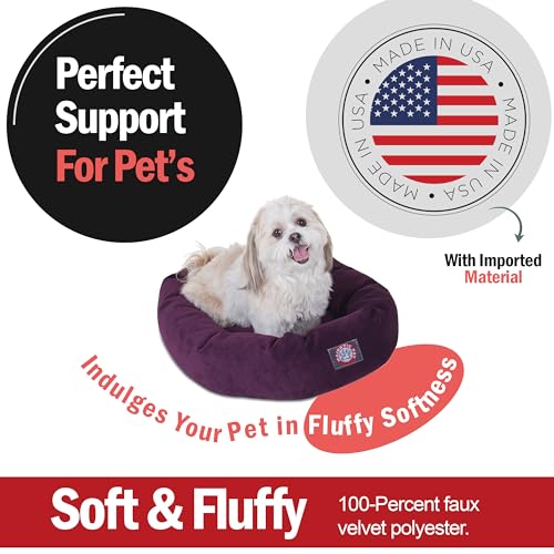 Image of Majestic Pet Villa 24 Inch Shredded Memory Foam Dog Bed for Small Sized Dog 24x19x7 Inch-Orthopedic Pet Bed - Washable Small Puppy Mat with Head Support-Aubergine