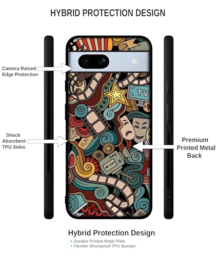 Image of Movies Design Premium 2D Printed Metal Back Case Cover for Google Pixel 7A 5G, Multicolour
