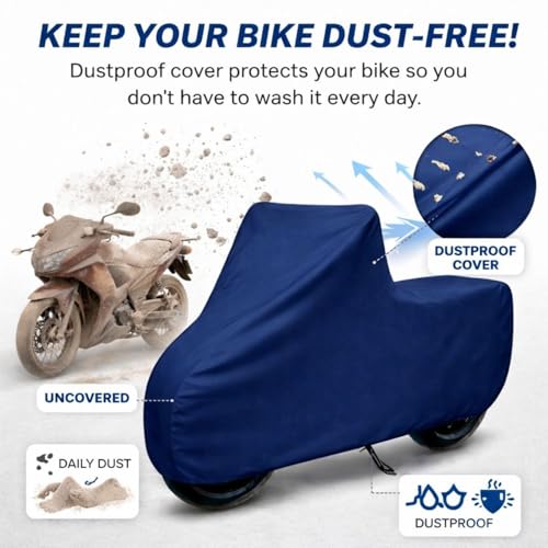 Image of Puroma-Pro Heavy Duty Waterproof Bike Cover Compatible for Shine Bikes - Outdoor Motorcycle Cover Windproof Buckle, UV Protection & Dust Resistant Full Body Cover