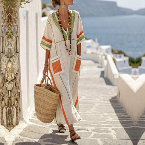 Robe longue femme coton lin grande taille ample et légère - 2