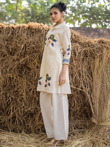 Image of INDO ERA Women's Cotton Ethnic Co-Ord Set | Kurta Pant Set | Stylish Cotton Suit Set for Women,10123