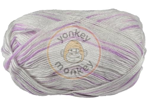 Image of 10-Pack of Yonkey Monkey 500 Grams Yarn - 70% Rayon derived from Bamboo, 30% Cotton - Imported - Purple White 9041