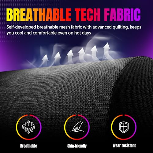 Image of GTPLAYER RGB Gaming Chair with Footrest, LED Lights, Ergonomic Computer Chair with Linkage Armrest, Breathable Fabric for Home Office Desk - Video Game Chairs for Adults, Dim RGB
