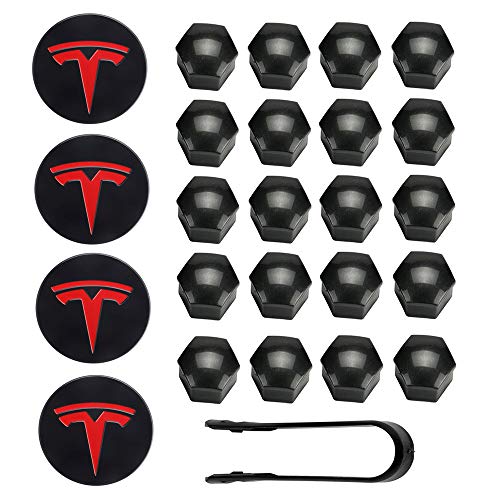 Vonluxsue Tesla Model 3, S & X Aero Wheel Cap Kit (4 Hub Center Cap + 20 Lug Nut Cover) (Red) Vonluxsue Tesla Model 3, S & X Aero Wheel Cap Kit (4 Hub Center Cap + 20 Lug Nut Cover) (Red)