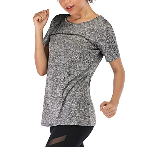 lifcasual Camiseta feminina manga curta para ioga, secagem rápida, corrida, treino, camiseta esporti