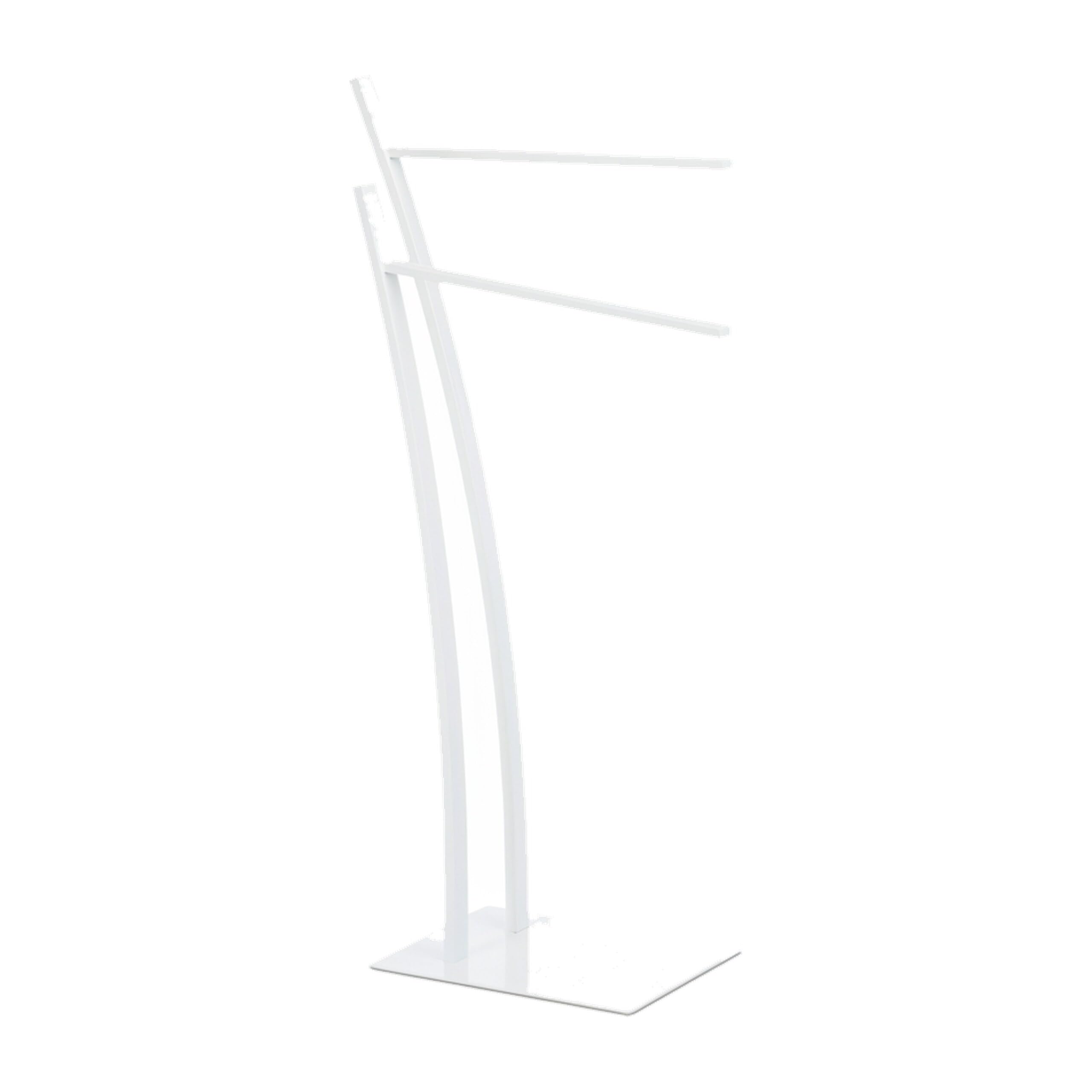 Relaxdays Toallero de Pie 2 Brazos, Acero, Blanco, 88 x 43 x 24 cm