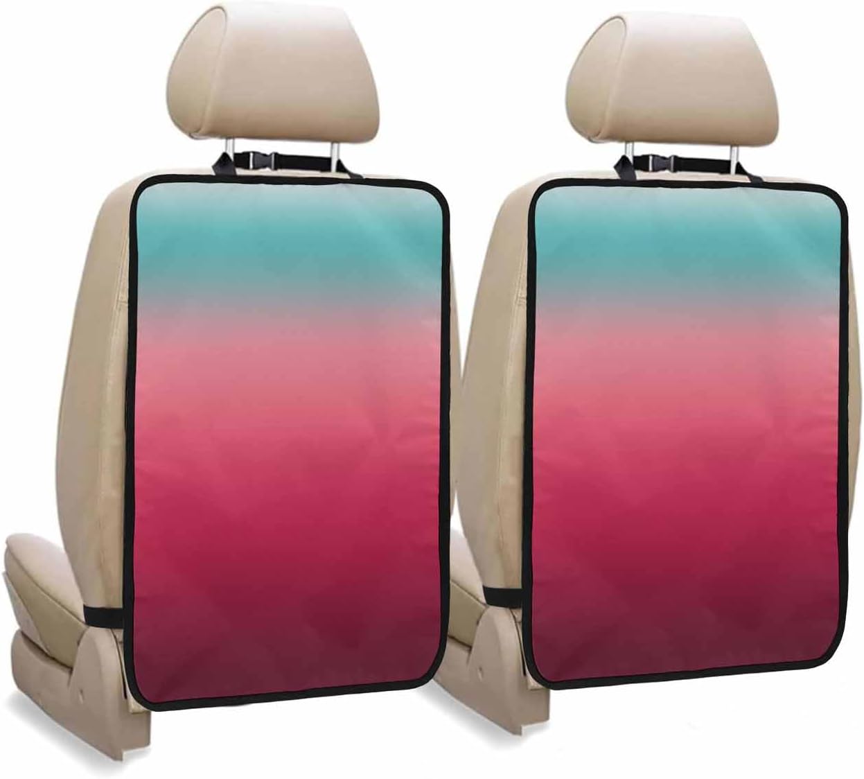 Car Seat Protector, 2 Pack Kick Mats Back Seat Protector Turquoise Rose Red Gradient Waterproof Backseat Cover for Kids Universal Fit Automotive Interior Protectors