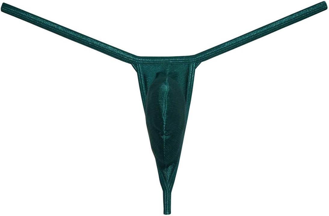 OROCOJUCO Men Border Mini Thong Drawing Pouch T-back Shiny Spandex Micro Bikini Underwear