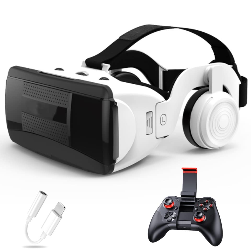 Okulary VR, zestaw słuchawkowy z wirtualnej rzeczywistości, zestawy słuchawkowe VR obsługujące Android i IOS, połączenie Bluetooth do iPhone 13 Pro Max/13 Pro/12/11, do Samsung Galaxy S21, Huawei, Xiaomi