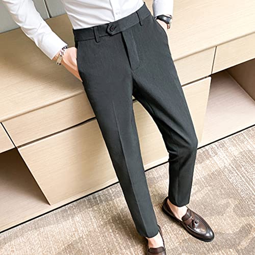 Men's Slim Business Casual Trousers Classic-Fit Expandable-Waist Pant Flat-Front Comfort Fit Dress Pants2