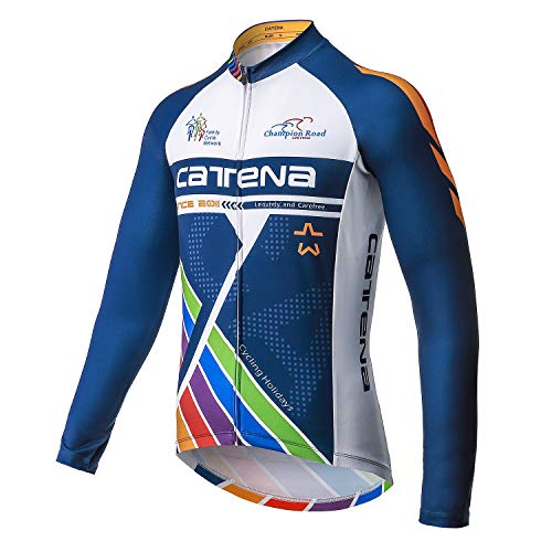 CATENA Camiseta de Ciclismo para Hombre de Manga Larga Bicicleta de montaña MTB Top Ropa de Ciclismo con Tejido elástico Transpirable de Secado rápido Camiseta de Ciclismo para Ciclismo Deportes Cover
