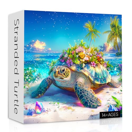 Sea Turtle Puzzles for Adults 1000 Pieces, Diamond Art Animal Jigsaw Puzzles, Challenging Beach Turtles Puzzle as Home Decor