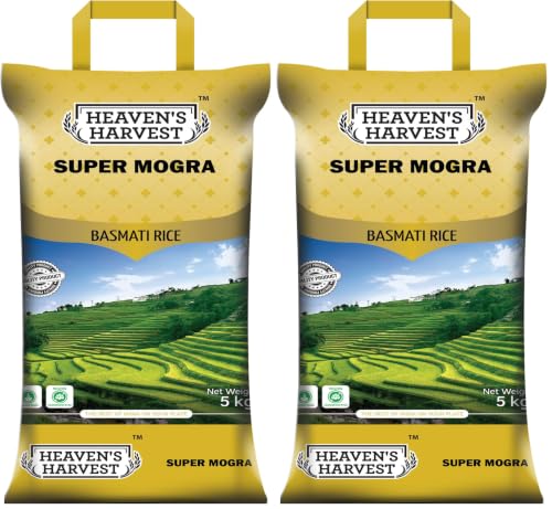 Image of Heaven's Harvest Super Mogra (Broken) Basmati Rice Tasty, Non-sticky & Rich Aroma | 5 KG (Pack of 2)
