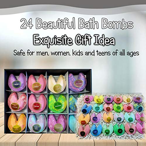 Bath Bombs Gift Set For Women -24 Fortune Telling Soothing Bath Bombs & Shower Steamers! Best Bulk Party Favor For Adults! Organic Bath Bombs For Women & Kids.#1 Wedding Favors For Women & Men! #TOP4