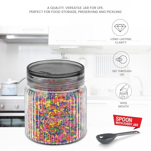 Image of Milton Olive Plastic Container with Lids, 345 ml, Clear Kitchen Storage Box Set of 3, Food Storage Jars for Kitchen, Tea Sugar Container, Airtight, Durable, Multi-purpose, Ideal for Kitchen Essentials