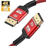 Cable de 4 K Displayport de transmisión sin igual estabilidad-moldeado en una tecnología que evita eficazmente grietas. Múltiples protectores, conectores chapados en oro de 24 K, cobre estañado de 28 AWG, plug & play, transmisión de datos fiable sin interferencias, proporciona un rendimiento de cable superior y conectividad fiable.