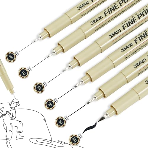 Qionew Micro Fineliner Pens, 6 Pack, Black Fineliners, Multiliner Pen Fine Line Waterproof Ink Set, Study Supplies, artist illustrations, sketches, Bible diaries, Black Art Pens
