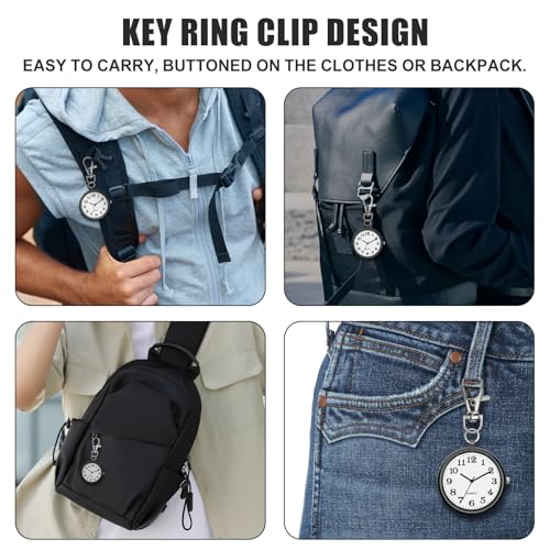 Image of Minimalist Ultra Thin Open Face Quartz Pocket Watch with Key Buckle Unisex Portable Unisex Pocket Watch