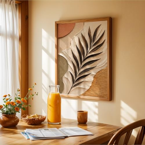 Image of NoWorries Floral Botanical Wall Painting with Frame | Premium Textured Flower & Leaf Artwork, Pastel Nature Wall Decor Framed for Living Room Bedroom Office and Home Decoration (Art-2,17x25inch)