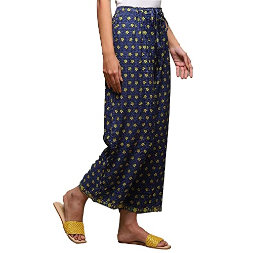 Image of BIBA Women Mid Rise Rayon Straight Palazzo
