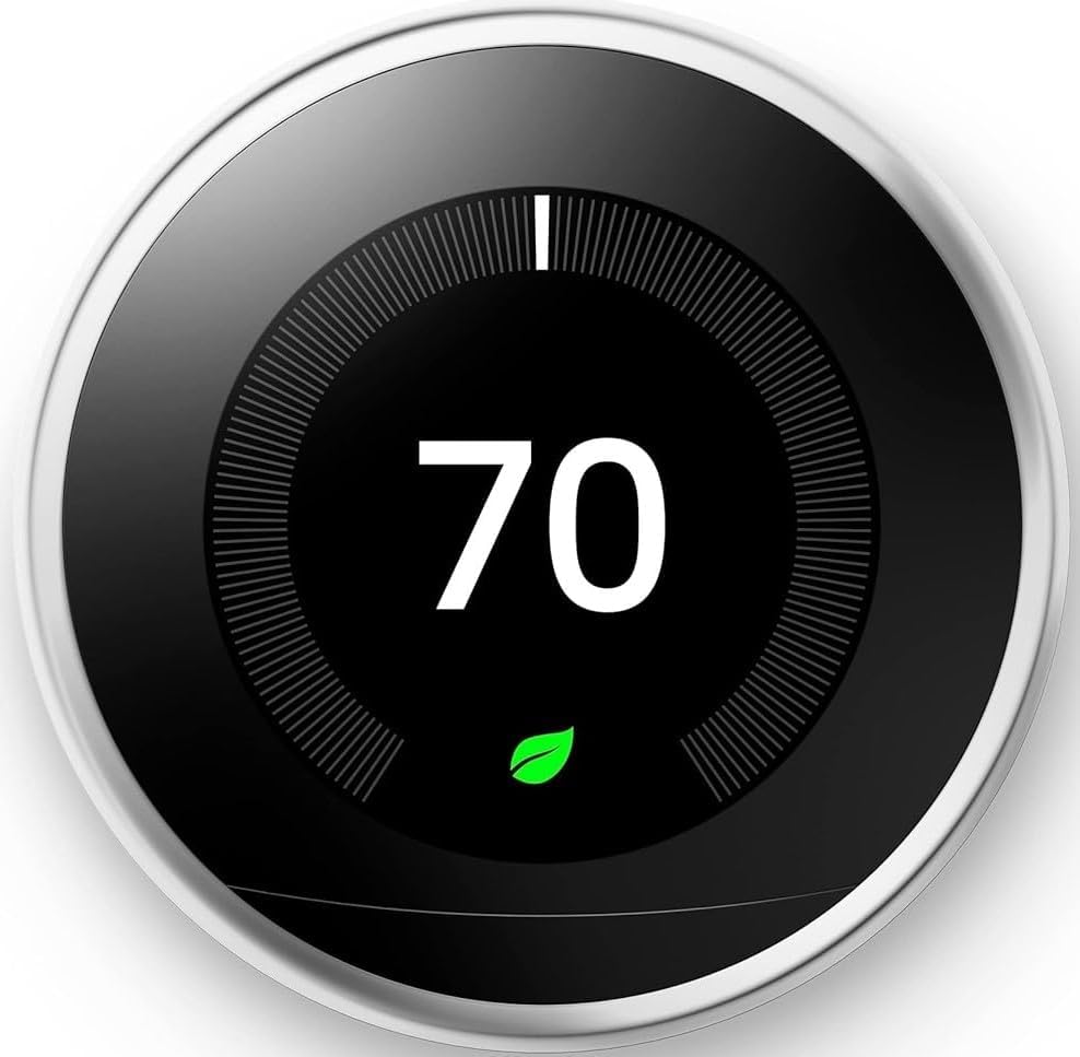 Nest Learning Thermostat - 3rd Gen - Programmable Smart Thermostat for Home - Compatible with Alexa (Polished Steel)