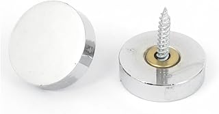 Aexit 25mm x Quality Parts 7mm Glass Tea Table Decorative Metal Mirror Screw Nails Silver Tone 2Pcs Model:71as211qo641