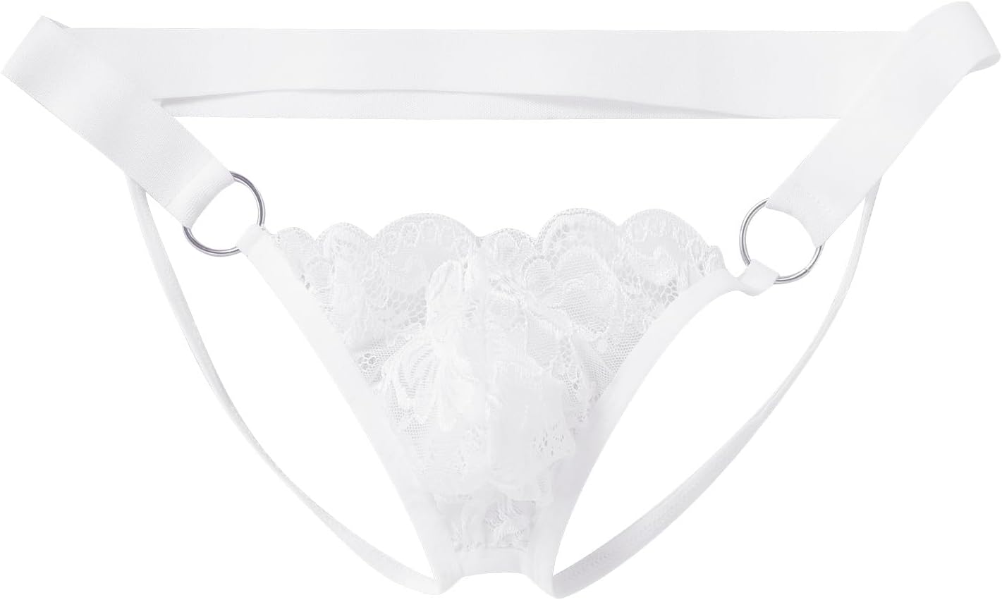 ABAFIP Men's Lace Thong Underwear Low Waist Sissy Pouch G-String Panties Crossdressing Lingerie