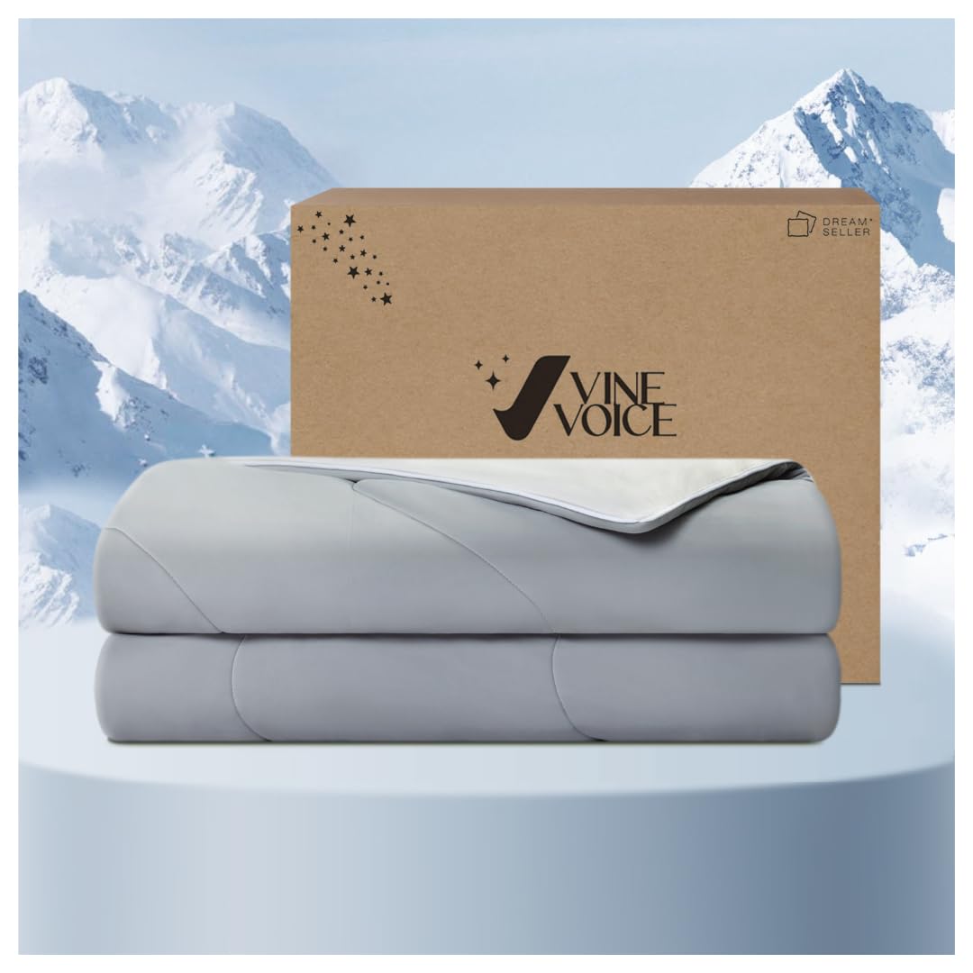 Cooling Blanket Comforter Hot Sleepers - Cooling Comforter King/Cali King Size, Double-Sided Ice Blankets for Night Sweats, All-Season Breathable & Lightweight Blanket (106''x90'',Cool Gray)